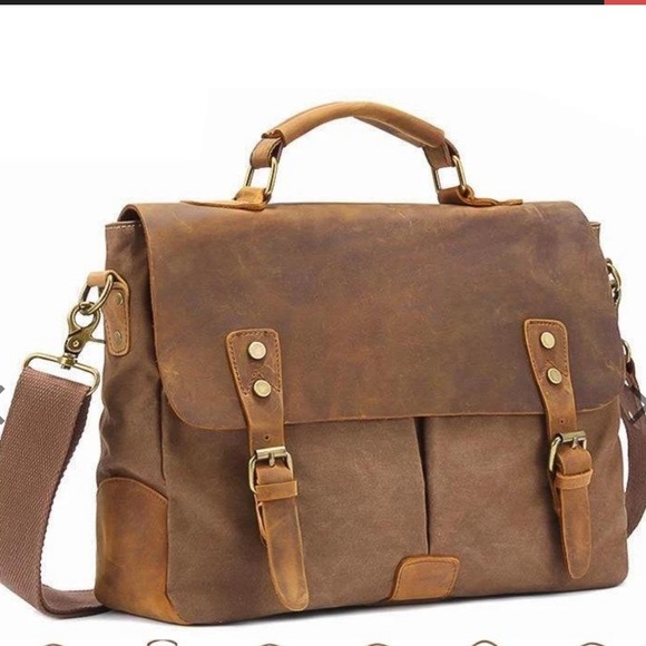 Lifewit Canvas and Leather Messenger Bag - Picture 1 of 17